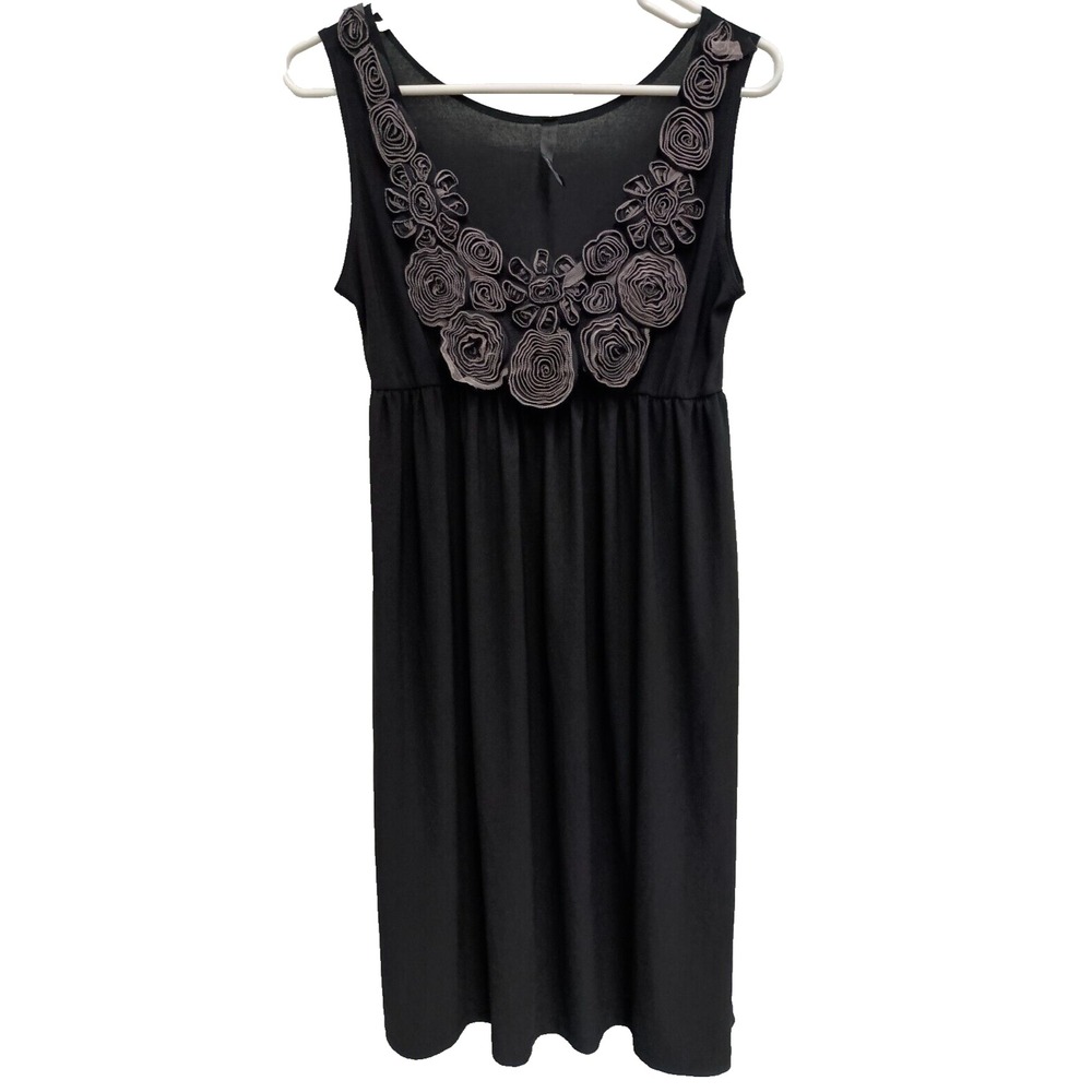 VTG 90s Nic&Dom Babydoll Dress Womens Small Black Ruffle Sleeveless Fairy BOHO